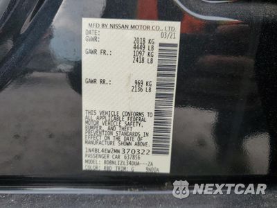 Zdjęcie 12 z 15 samochodu: 2021 NISSAN ALTIMA SL VIN:1N4BL4EW2MN370322 - miniatura