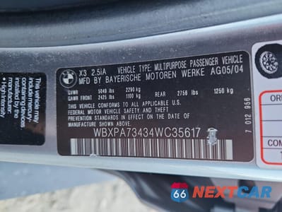 Zdjęcie 14 z 16 samochodu: 2004 BMW X3 2.5I VIN:WBXPA73434WC35617 - miniatura