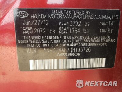 Zdjęcie 12 z 13 samochodu: 2013 HYUNDAI ELANTRA GLS VIN:5NPDH4AE3DH195726 - miniatura
