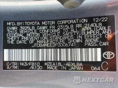 Zdjęcie 12 z 12 samochodu: 2023 TOYOTA COROLLA LE VIN:JTDB4MEE2P3006741 - miniatura