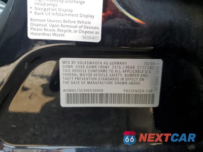 Zdjęcie 12 z 12 samochodu: 2009 VOLKSWAGEN CC LUXURY VIN:WVWHL73C99E530668 - miniatura