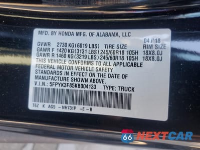 Zdjęcie 12 z 14 samochodu: 2019 HONDA RIDGELINE BLACK EDITION VIN:5FPYK3F85KB004133 - miniatura