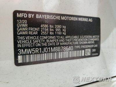 Zdjęcie 13 z 16 samochodu: 2021 BMW 330I VIN:3MW5R1J01M8B78640 - miniatura