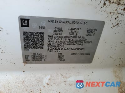 Zdjęcie 13 z 13 samochodu: 2019 GMC YUKON XL K1500 SLE VIN:1GKS2FKCXKR328526 - miniatura