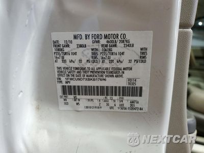 Zdjęcie 12 z 12 samochodu: 2011 FORD ESCAPE XLT VIN:1FMCU9D7XBKB17696 - miniatura