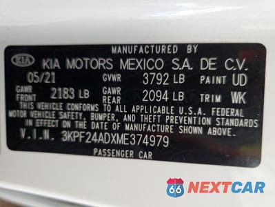Zdjęcie 12 z 12 samochodu: 2021 KIA FORTE FE VIN:3KPF24ADXME374979 - miniatura