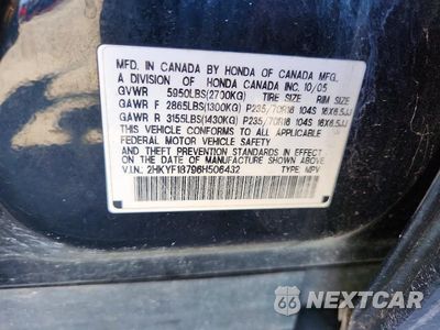 Zdjęcie 13 z 13 samochodu: 2006 HONDA PILOT EX VIN:2HKYF18796H506432 - miniatura