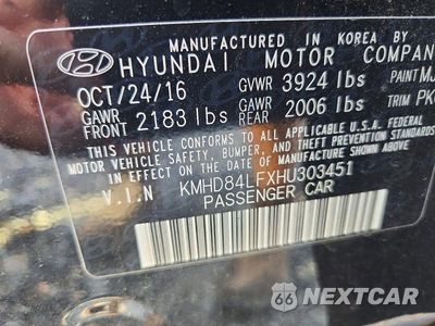 Zdjęcie 12 z 12 samochodu: 2017 HYUNDAI ELANTRA LIMITED VIN:KMHD84LFXHU303451 - miniatura