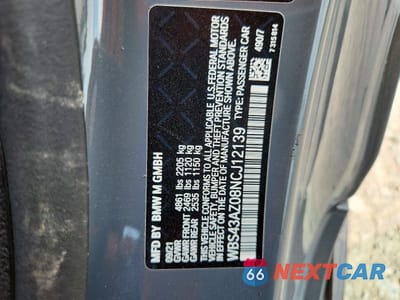 Zdjęcie 12 z 12 samochodu: 2022 BMW M4 COMPETITION VIN:WBS43AZ08NCJ12139 - miniatura