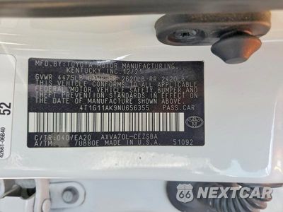 Zdjęcie 12 z 12 samochodu: 2022 TOYOTA CAMRY SE VIN:4T1G11AK9NU656355 - miniatura