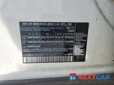 Zdjęcie 13 z 13 samochodu: 2011 MERCEDES-BENZ ML 350 4MATIC VIN:4JGBB8GB3BA741163 - miniatura