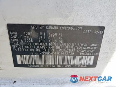 Zdjęcie 12 z 12 samochodu: 2019 SUBARU IMPREZA PREMIUM VIN:4S3GKAD68K3613739 - miniatura