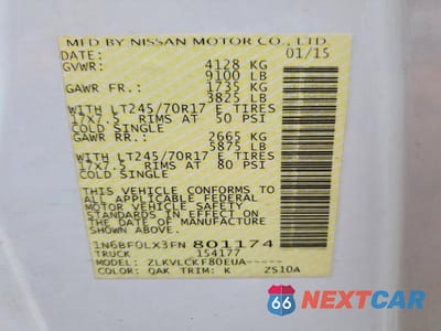 Zdjęcie 13 z 13 samochodu: 2015 NISSAN NV 2500 VIN:1N6BF0LX3FN801174 - miniatura