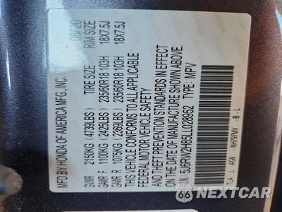 Zdjęcie 13 z 13 samochodu: 2020 HONDA CR-V EXL VIN:5J6RW2H85LL028952 - miniatura