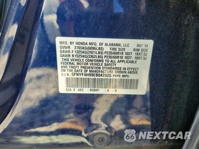 Zdjęcie 13 z 13 samochodu: 2014 HONDA PILOT TOURING VIN:5FNYF4H99EB042025 - miniatura