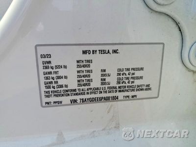 Zdjęcie 12 z 12 samochodu: 2023 TESLA MODEL Y VIN:7SAYGDEE6PA081804 - miniatura