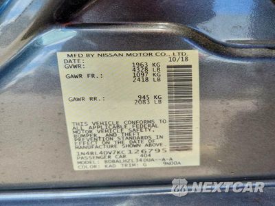 Zdjęcie 13 z 13 samochodu: 2019 NISSAN ALTIMA SV VIN:1N4BL4DV7KC126795 - miniatura