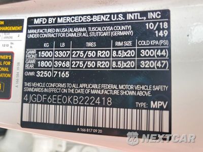 Zdjęcie 13 z 13 samochodu: 2019 MERCEDES-BENZ GLS 450 4MATIC VIN:4JGDF6EE0KB222418 - miniatura