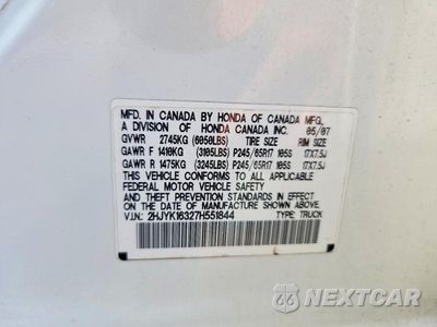 Zdjęcie 12 z 12 samochodu: 2007 HONDA RIDGELINE RTX VIN:2HJYK16327H551844 - miniatura