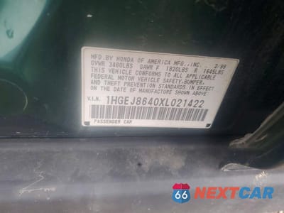 Zdjęcie 12 z 12 samochodu: 1999 HONDA CIVIC EX VIN:1HGEJ8640XL021422 - miniatura