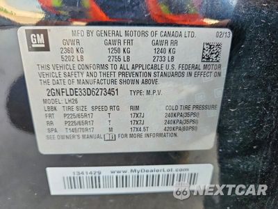 Zdjęcie 13 z 13 samochodu: 2013 CHEVROLET EQUINOX LT VIN:2GNFLDE33D6273451 - miniatura