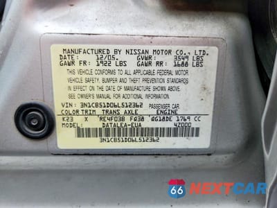Zdjęcie 12 z 12 samochodu: 2006 NISSAN SENTRA 1.8 VIN:3N1CB51D06L512362 - miniatura