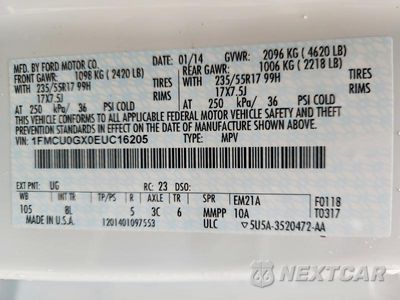 Zdjęcie 14 z 14 samochodu: 2014 FORD ESCAPE SE VIN:1FMCU0GX0EUC16205 - miniatura