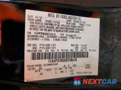 Zdjęcie 12 z 12 samochodu: 2010 FORD FOCUS SE VIN:1FAHP3FN0AW248658 - miniatura