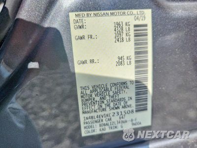 Zdjęcie 12 z 12 samochodu: 2019 NISSAN ALTIMA SL VIN:1N4BL4EV1KC231508 - miniatura