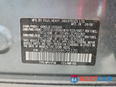 Zdjęcie 13 z 13 samochodu: 2009 SUBARU FORESTER 2.5X LIMITED VIN:JF2SH64699H755120 - miniatura