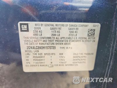 Zdjęcie 12 z 12 samochodu: 2017 CHEVROLET EQUINOX LT VIN:2GNALCEK8H1570729 - miniatura