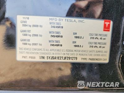 Zdjęcie 12 z 12 samochodu: 2018 TESLA MODEL S VIN:5YJSA1E27JF291279 - miniatura