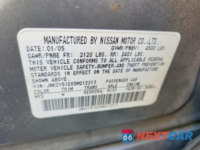 Zdjęcie 13 z 13 samochodu: 2005 INFINITI G35 BASE VIN:JNKCV51E65M212213 - miniatura