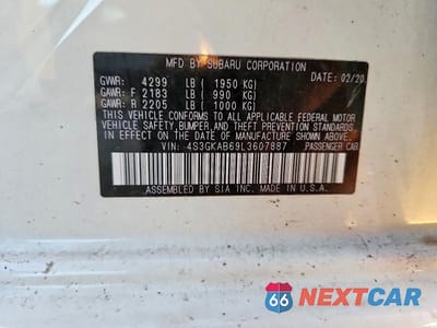 Zdjęcie 12 z 12 samochodu: 2020 SUBARU IMPREZA VIN:4S3GKAB69L3607887 - miniatura