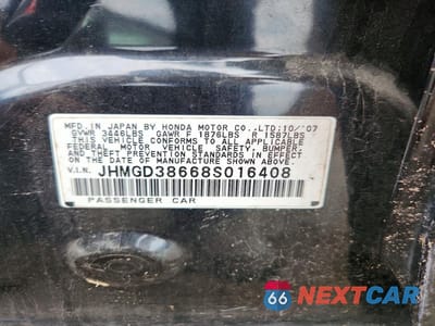 Zdjęcie 12 z 12 samochodu: 2008 HONDA FIT SPORT VIN:JHMGD38668S016408 - miniatura