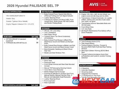 Zdjęcie 12 z 13 samochodu: 2026 HYUNDAI PALISADE SEL VIN:KM8RL5S29TU064413 - miniatura