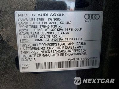 Zdjęcie 13 z 13 samochodu: 2015 AUDI Q7 PREMIUM PLUS VIN:WA1LGAFE5FD006597 - miniatura