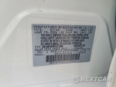 Zdjęcie 12 z 12 samochodu: 2015 NISSAN SENTRA SV VIN:3N1AB7AP4FL672306 - miniatura