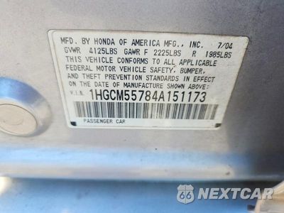 Zdjęcie 12 z 12 samochodu: 2004 HONDA ACCORD EX VIN:1HGCM55784A151173 - miniatura