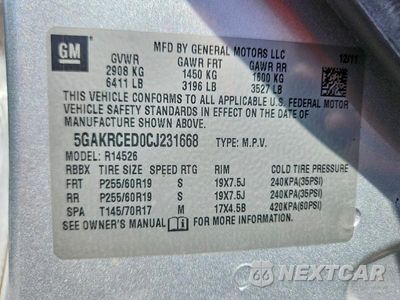 Zdjęcie 13 z 13 samochodu: 2012 BUICK ENCLAVE VIN:5GAKRCED0CJ231668 - miniatura