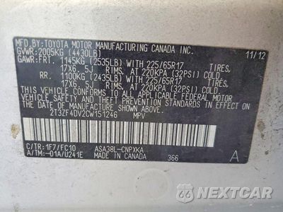 Zdjęcie 13 z 13 samochodu: 2012 TOYOTA RAV4 BASE VIN:2T3ZF4DV2CW151246 - miniatura