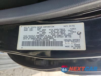 Zdjęcie 13 z 13 samochodu: 1993 TOYOTA 4RUNNER VN29 SR5 VIN:JT3VN29V7P0018852 - miniatura