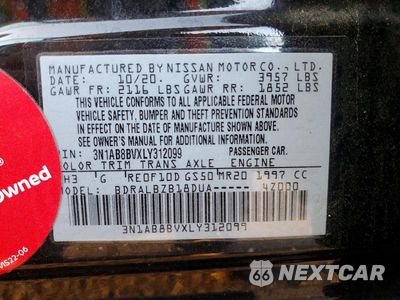 Zdjęcie 12 z 12 samochodu: 2020 NISSAN SENTRA S VIN:3N1AB8BVXLY312099 - miniatura