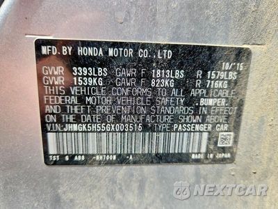 Zdjęcie 12 z 12 samochodu: 2016 HONDA FIT LX VIN:JHMGK5H55GX003515 - miniatura