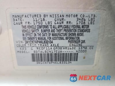 Zdjęcie 12 z 12 samochodu: 2019 NISSAN VERSA SV VIN:3N1CN7AP4KL833134 - miniatura