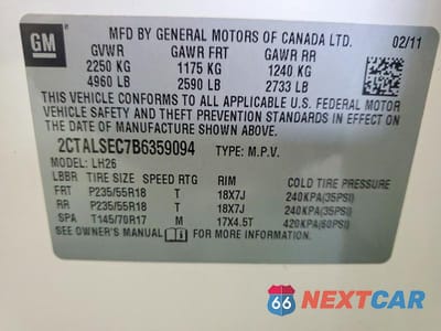 Zdjęcie 13 z 13 samochodu: 2011 GMC TERRAIN SLE VIN:2CTALSEC7B6359094 - miniatura
