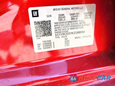 Zdjęcie 12 z 12 samochodu: 2019 GMC SIERRA K1500 ELEVATION VIN:1GTV9CED7KZ188054 - miniatura