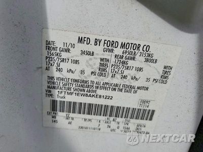 Zdjęcie 12 z 12 samochodu: 2010 FORD F150 VIN:1FTMF1EW8AKE81222 - miniatura