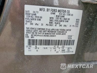 Zdjęcie 13 z 13 samochodu: 2013 FORD EDGE SEL VIN:2FMDK4JC5DBC30001 - miniatura