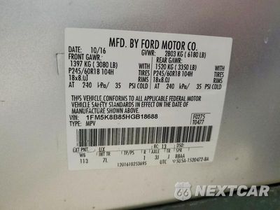 Zdjęcie 13 z 13 samochodu: 2017 FORD EXPLORER VIN:1FM5K8B85HGB18688 - miniatura